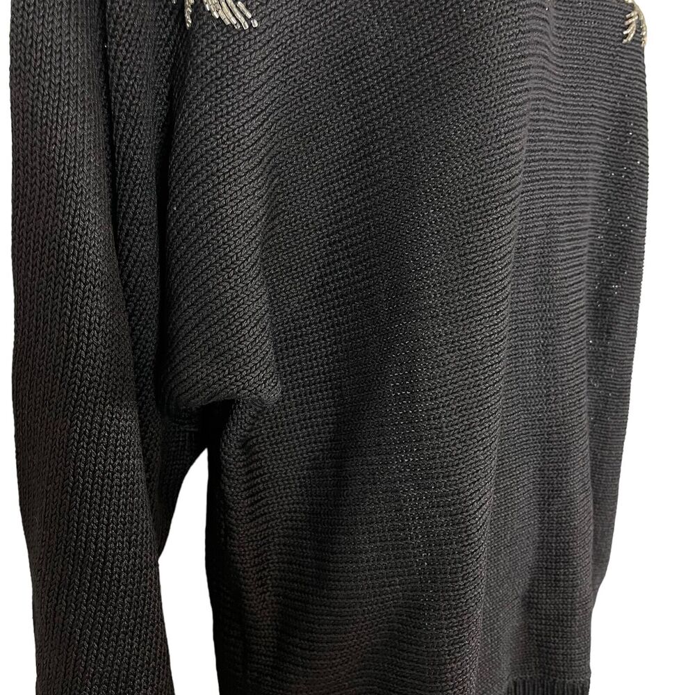 Victoria Jones Womens Vintage Beaded Sequin Floral Dolman Sleeve Sweater sz L - Picture 3 of 16